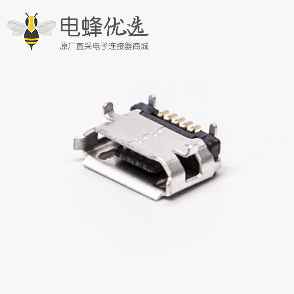 micro USB B型接口5p SMT B型直式牛角型连接器6.40-4.85