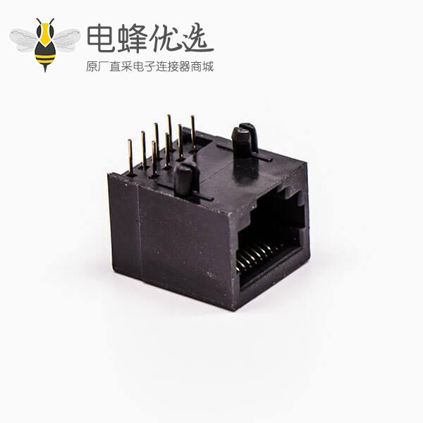 rj45母座接口8P8C黑色90度不带屏蔽不带灯接PCB板