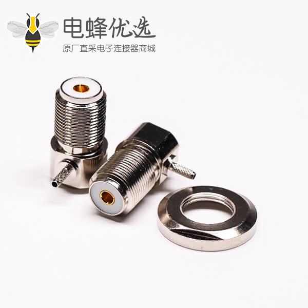 uhf接头弯式母头金针前锁穿墙板端连接器