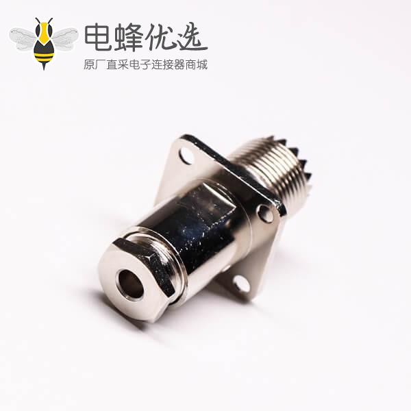 uhf同轴连接器母头直式UHF-SL16-J-4螺母锁紧带法兰接线