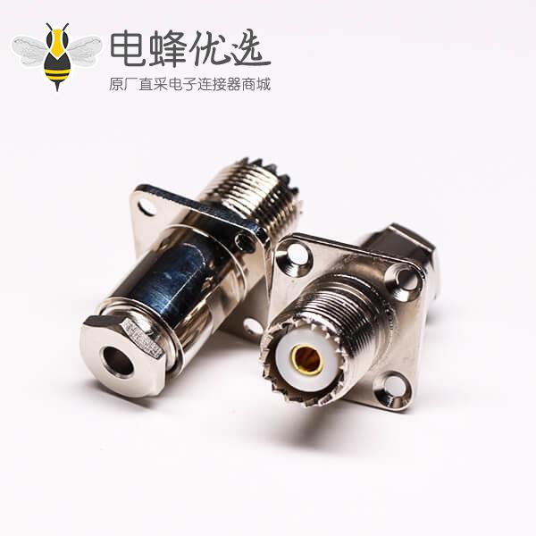 uhf同轴连接器母头直式UHF-SL16-J-4螺母锁紧带法兰接线