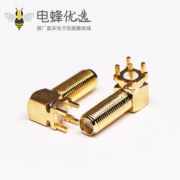 sma连接器PCB板端弯式镀金母头