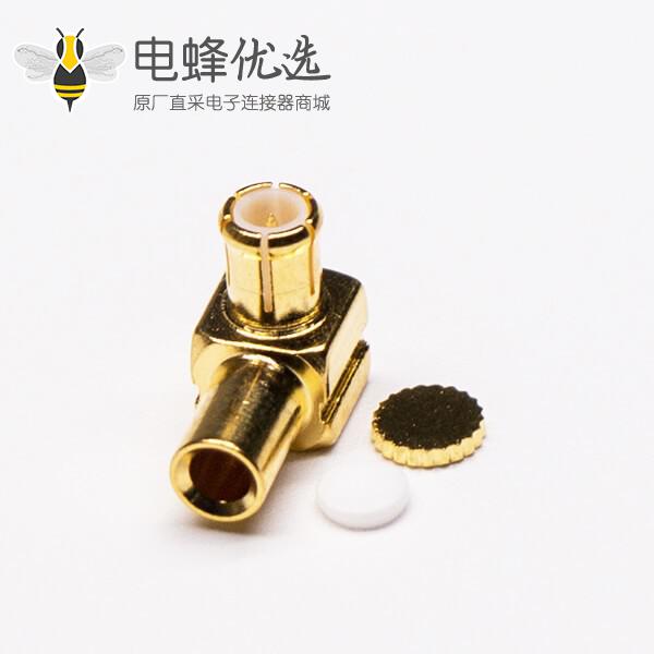 MCX弯公头90度镀金同轴电缆焊接式连接器