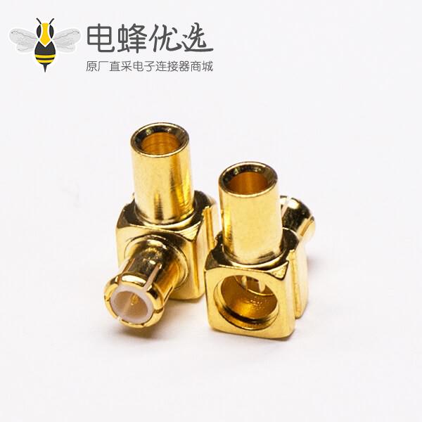 MCX弯公头90度镀金同轴电缆焊接式连接器