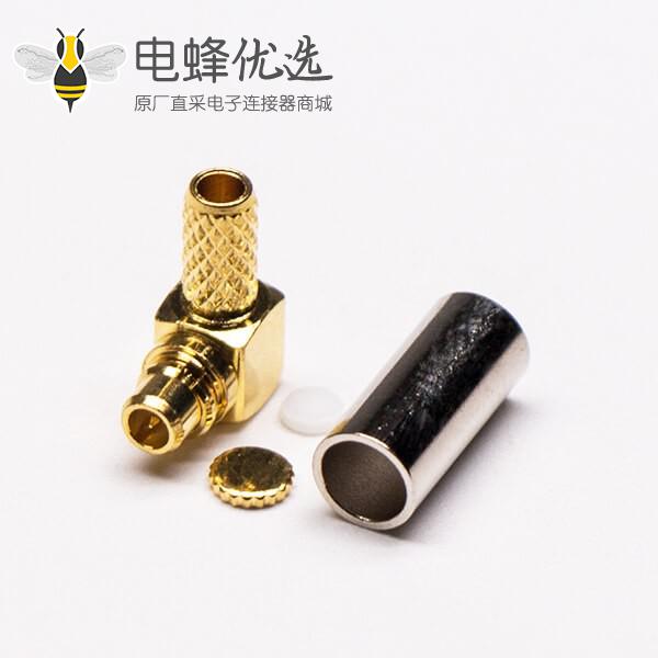MMCX接头弯式公头镀金压接式接同轴线缆
