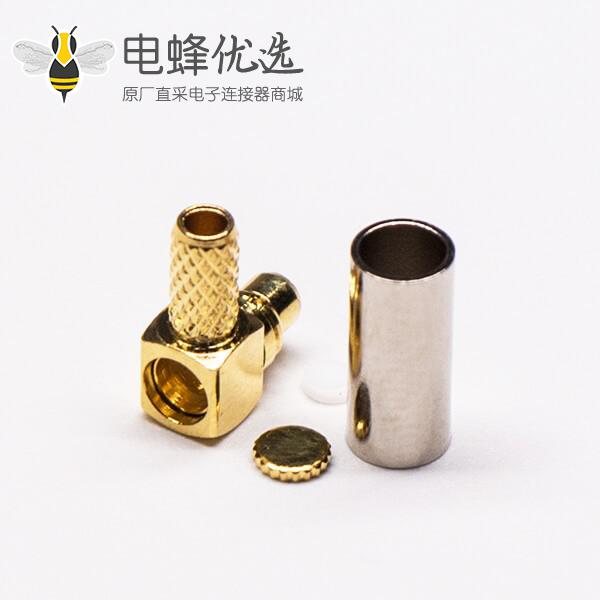 MMCX接头弯式公头镀金压接式接同轴线缆