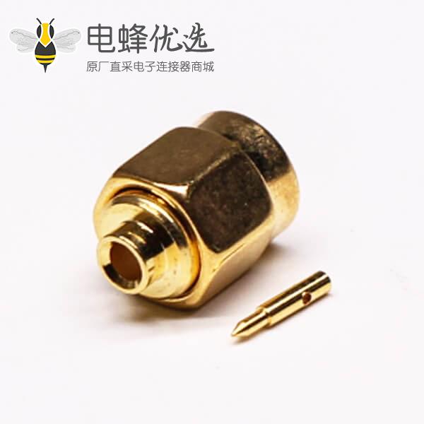 SMA直公头180度射频同轴连接器镀金焊接接线