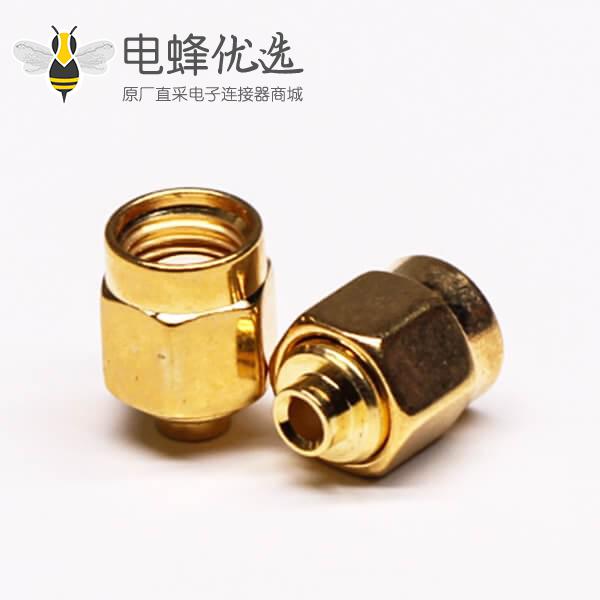SMA直公头180度射频同轴连接器镀金焊接接线