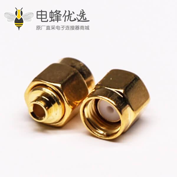 SMA直公头180度射频同轴连接器镀金焊接接线