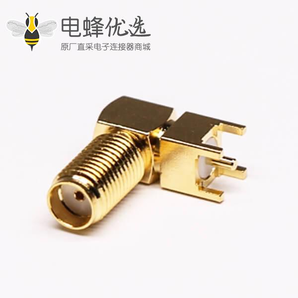 SMA直角弯头RF连接器镀金母头插PCB板