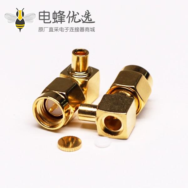SMA公头射频线90度镀金焊接同轴线缆