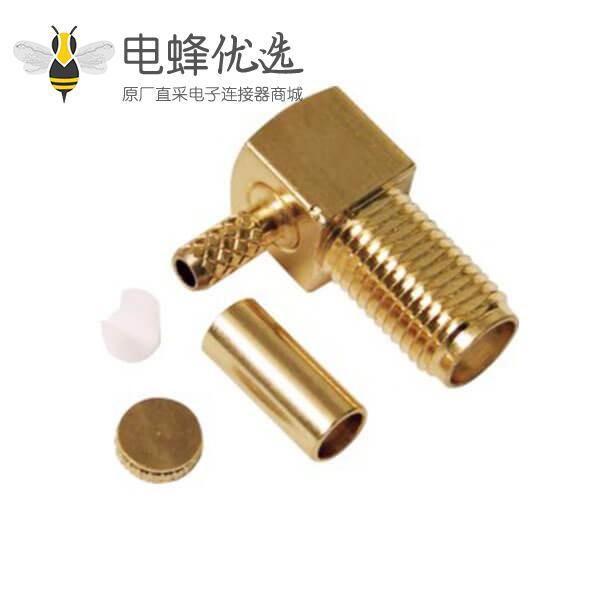 数字电视机接头母头弯式压接sma连接器同轴线缆RG316