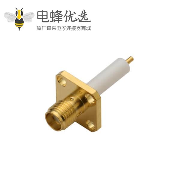有线电视线连接器SMA法兰盘4孔直式母头延长铁氟龙面板安装