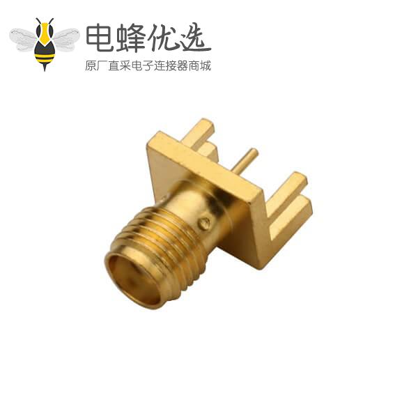 PCB 插头SMA卡板式母头插座镀金180度直式