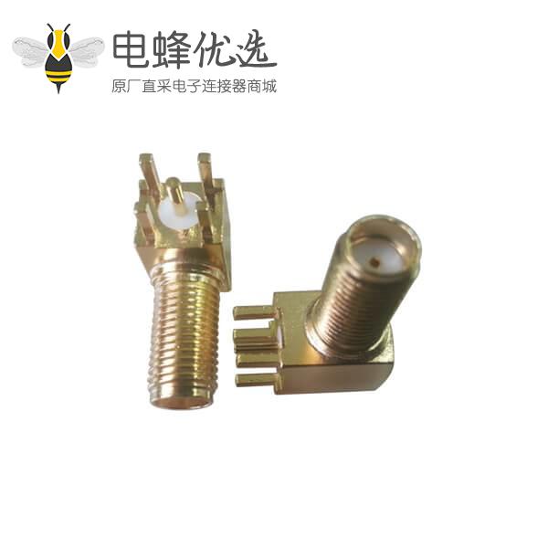 SMA接头PCB 连接穿孔式90度前锁穿墙面板安装连接器镀金