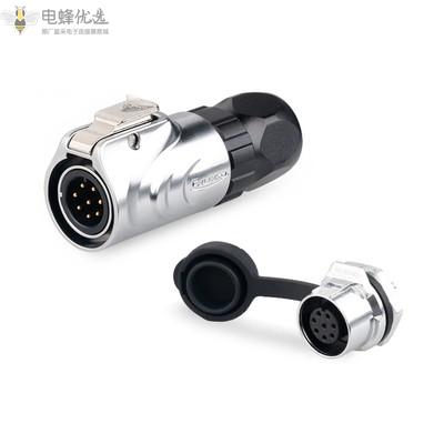 LP-12-8芯公头螺母座全金属微小型航空插头插座连接器