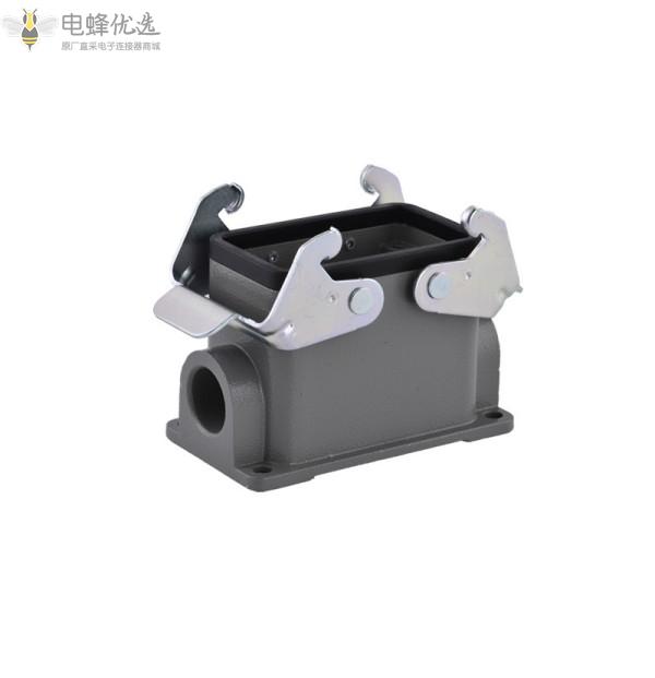 矩形重载连接器生产厂商10针IP65表面双扣底座外壳工业连接器