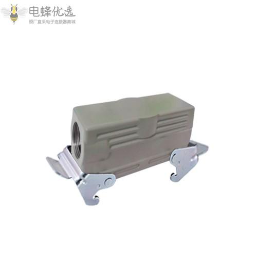 矩形重载连接器厂家24芯侧出双扣上壳工业防水