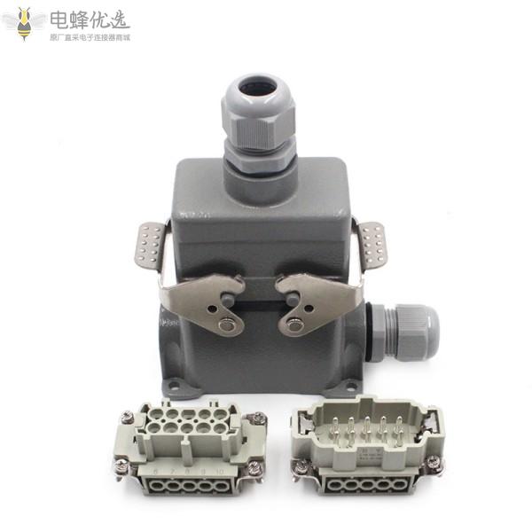 防水矩形接插件重载连接器10芯高频灰色工业航空插头插座