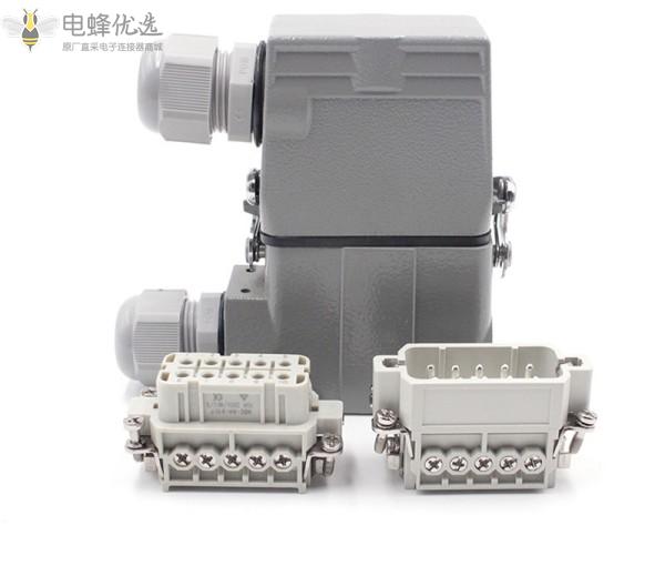 厂家直销10芯10A高频重载连接器矩形航空插头插座顶部或侧面出线