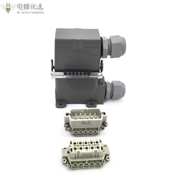 厂家直销10芯10A高频重载连接器矩形航空插头插座顶部或侧面出线