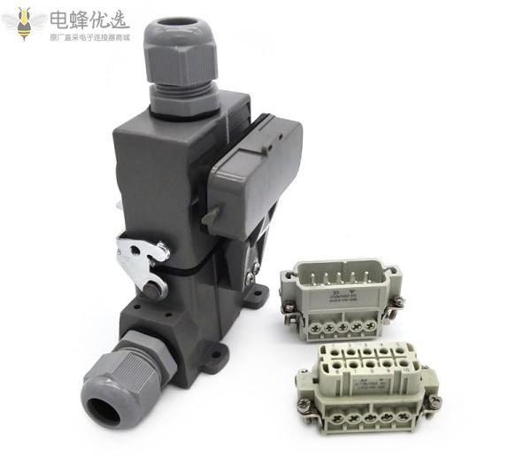 厂家直销10芯10A高频重载连接器矩形航空插头插座顶部或侧面出线