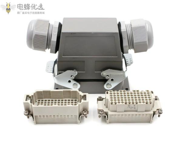 厂家直销72芯矩形冷压接线重载连接器航空插头插座双出口