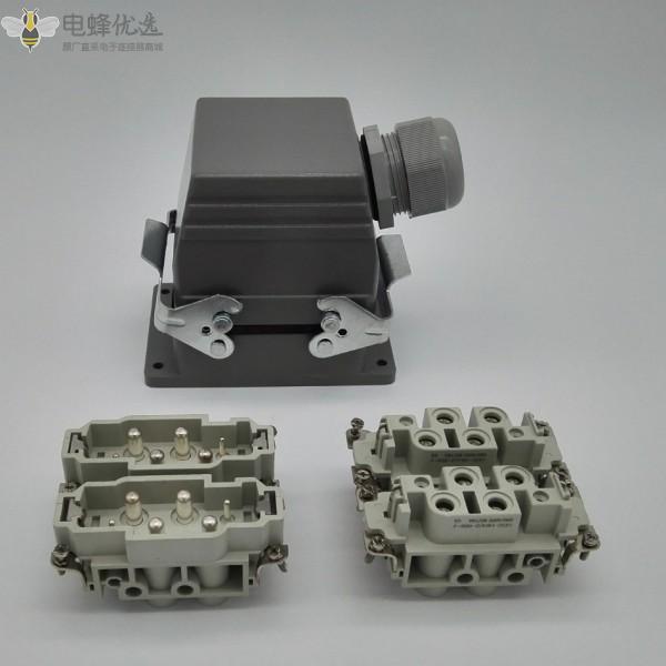 重载连接器大电流航空插头插座8芯80A矩形热流道接插件