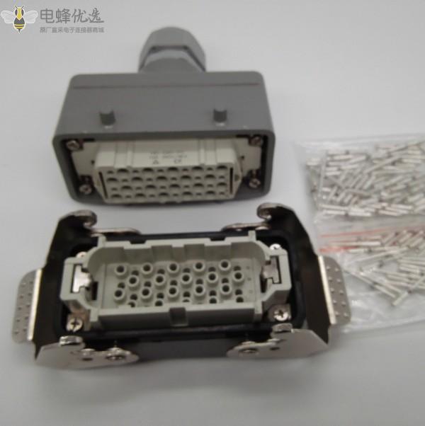 40芯矩形重载连接器航空插头插座HDC冷压型防水连接器
