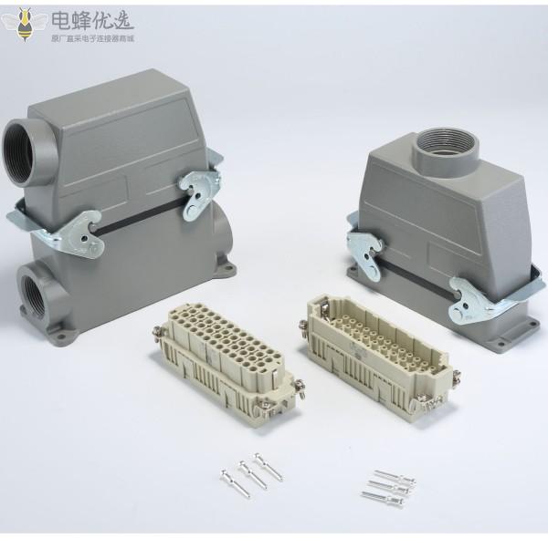 重载连接器HE-6/10/16/24/32/48双扣低频航空防水工业插头插座