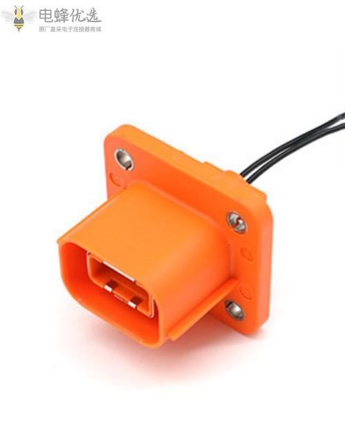 2芯2孔FHV新能源汽车高压连接器X槽位防水插头