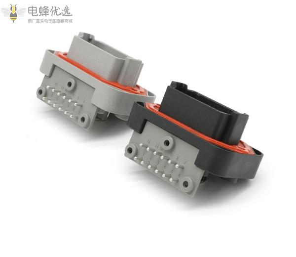 13-12P防水汽车连接器12孔公母端子PCB接插件弯针