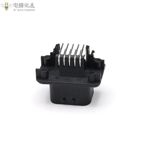 776262-1汽车连接器14芯防水通孔焊接针座直针14PIN插头护套