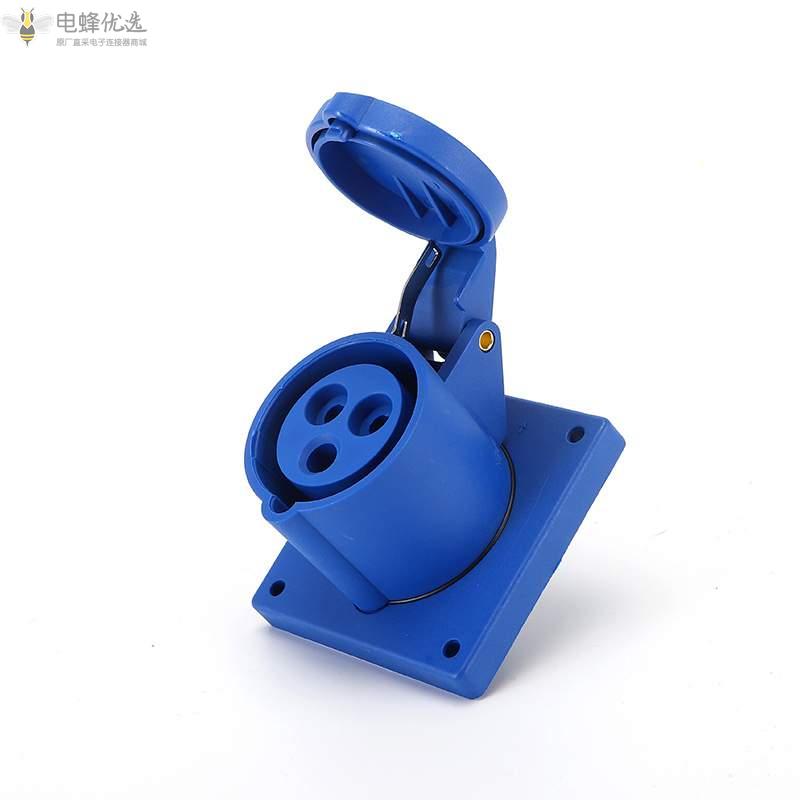 防水IP44工业连接器16A暗装直插座三芯250V挂壁式工业插座