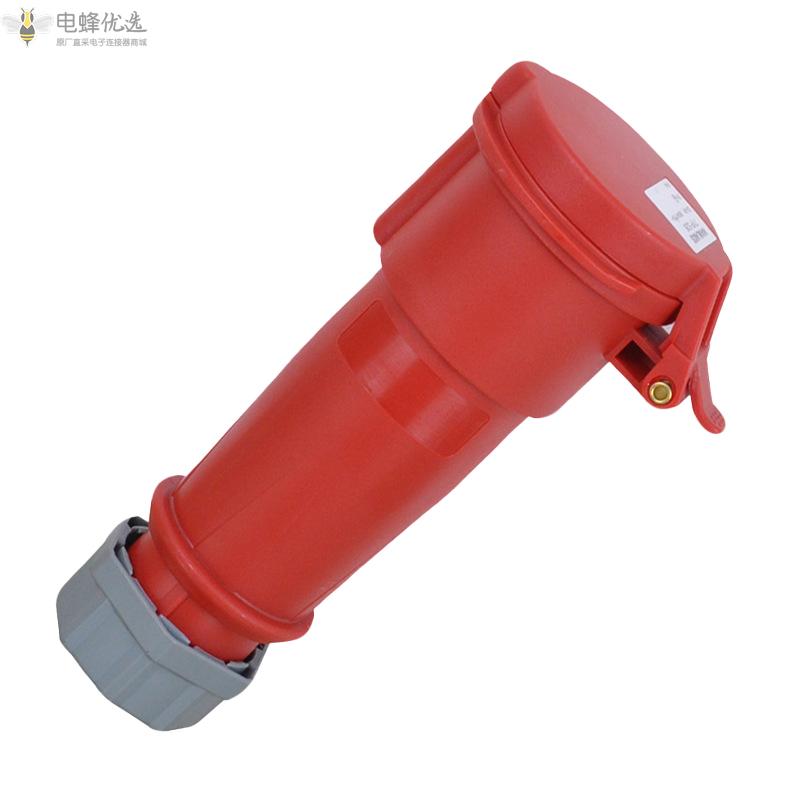 欧标TYP5工业连接器16A400V红色5芯3P+E+N防水防爆IP44