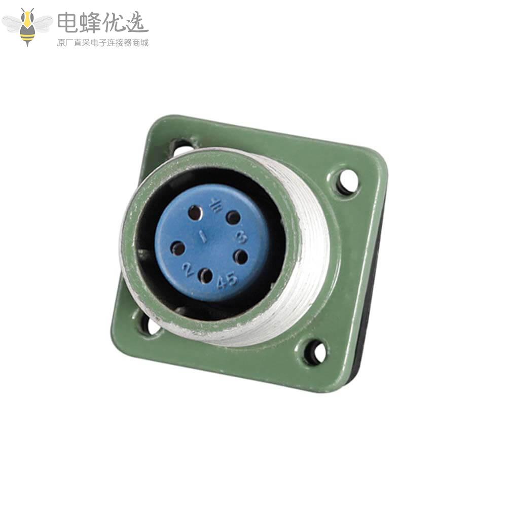 直插式YD20-5芯直式反装TQ+Z航空连接器10A方形法兰母座+圆形公头2P+PE