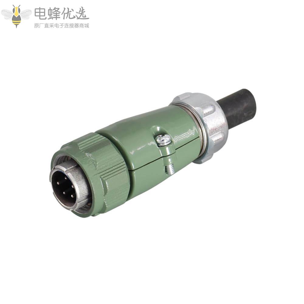 直插式YD20-5芯直式反装TQ+Z航空连接器10A方形法兰母座+圆形公头2P+PE