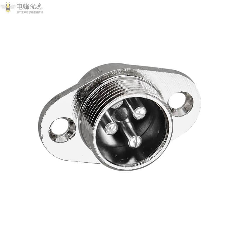 GX16-3芯航空连接器7A125V菱形带2孔法兰焊接式插头插座