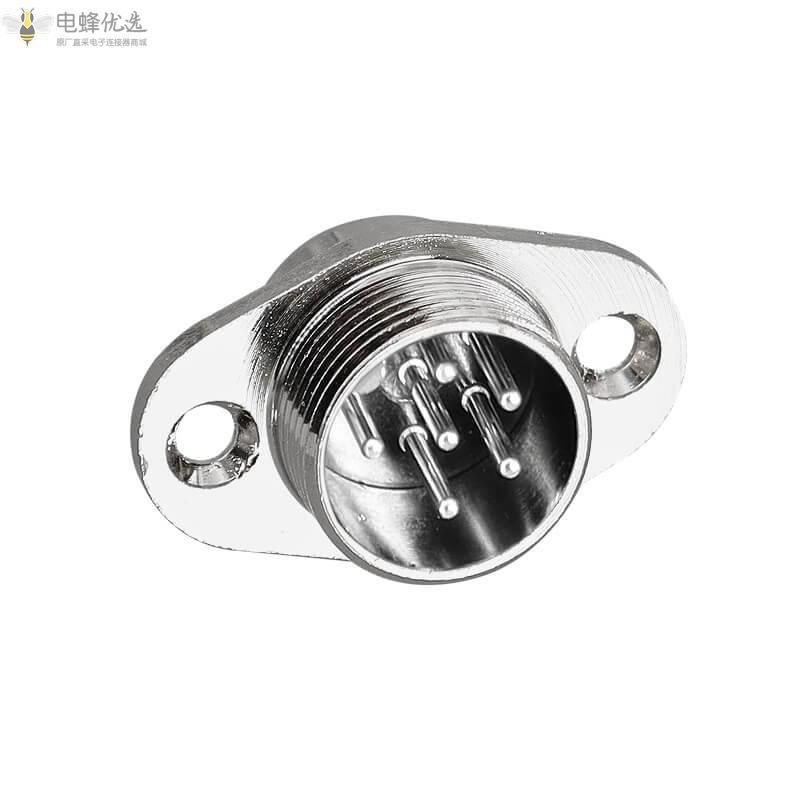 菱形带2孔法兰焊接式GX16-6芯航空连接器7A125V