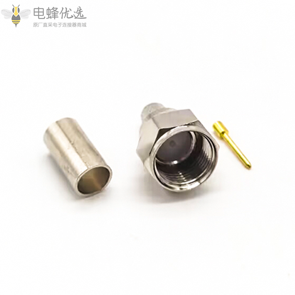 英制F公头公针接RG58直式同轴线缆压接式