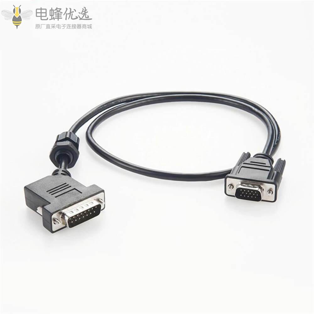 DB15公头45&deg;弯式转HDB15公头接1m线材连接线