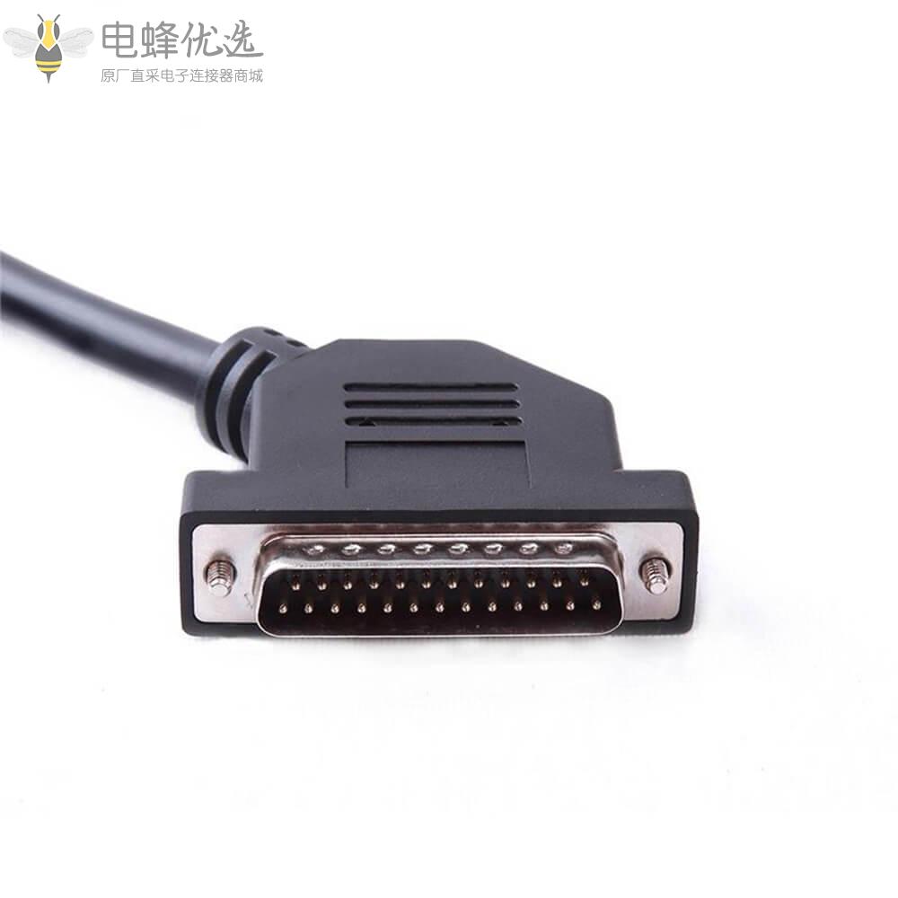DB25弯头45&deg;公头转DB25弯45&deg;母头接1m线材连接线