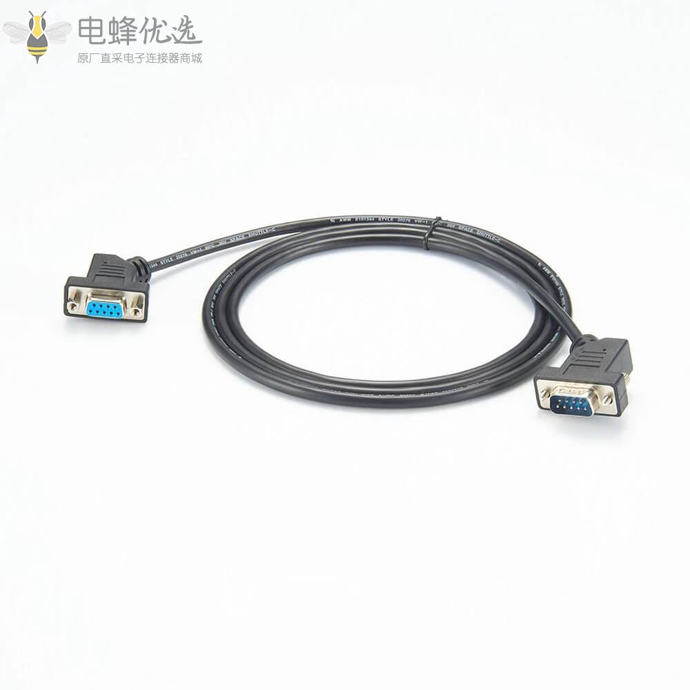 45&deg;弯式DB9公头转45&deg;弯式DB9母头接1m线材连接线