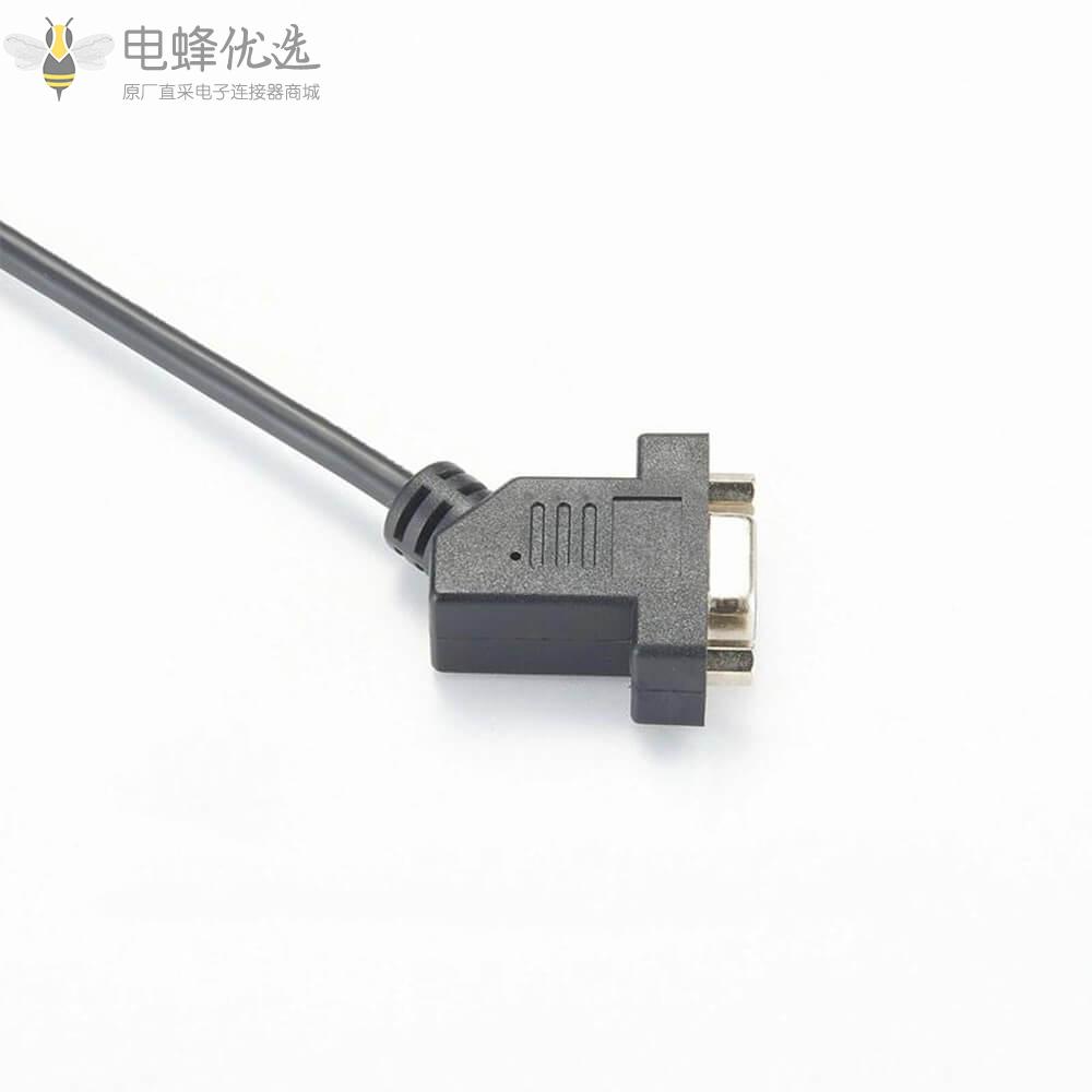 45&deg;弯式DB9公头转45&deg;弯式DB9母头接1m线材连接线