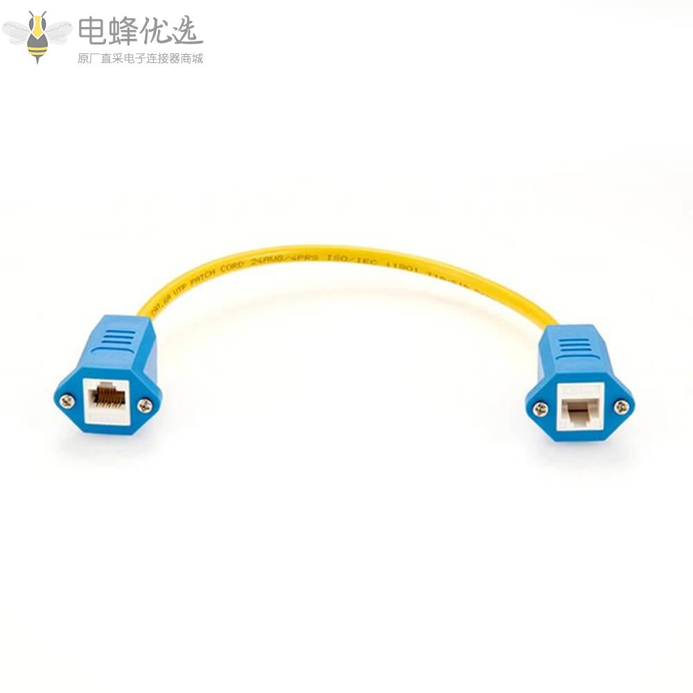 RJ45母头转RJ45母头面板安装带螺丝CAT6以太网LAN网络延长线30cm