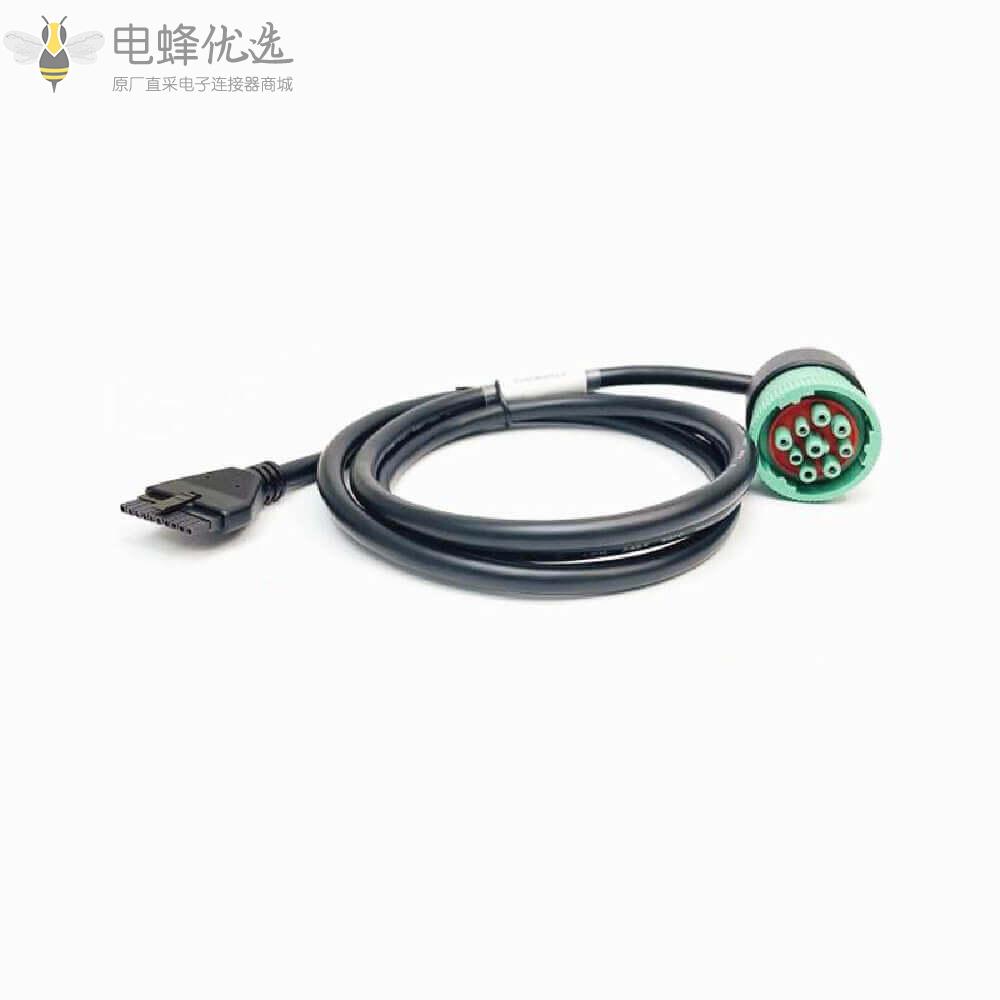 J1708_6芯公头转OBD_II公莫仕线材重型卡车用汽车接插件