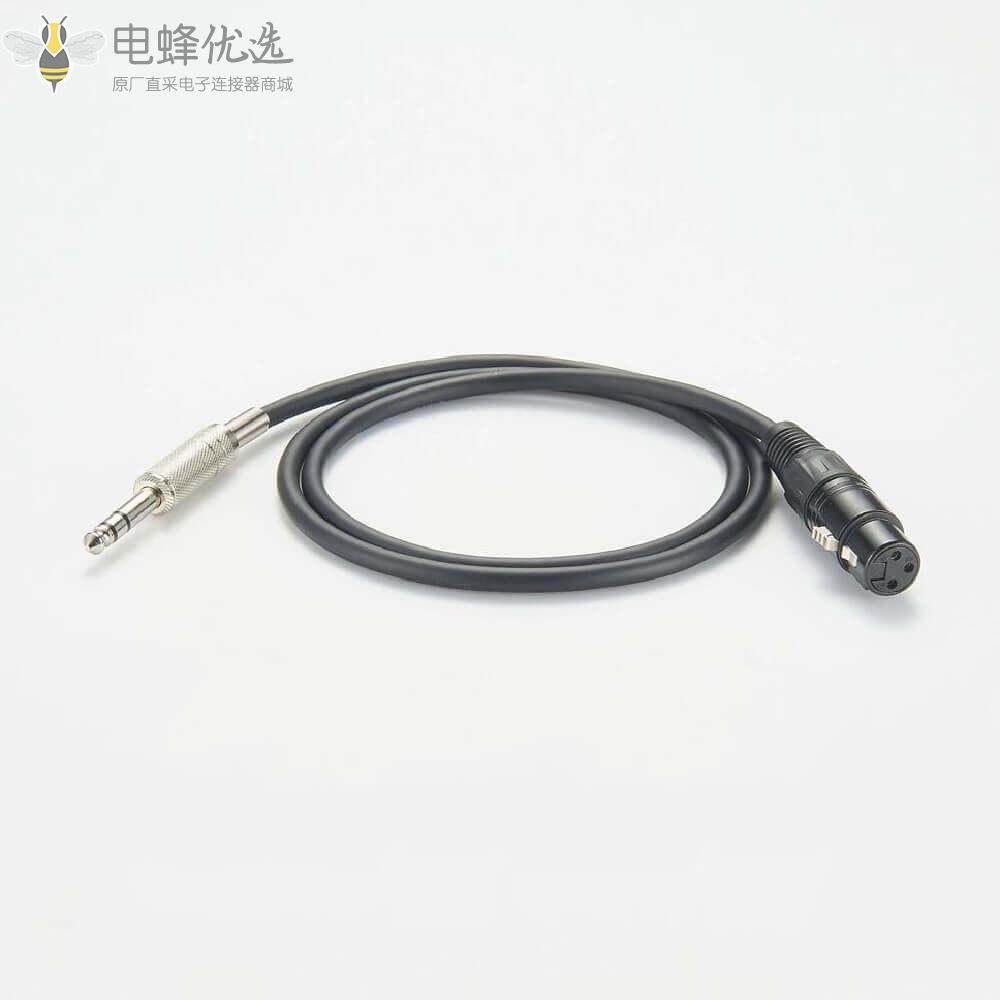 面板安装3.5毫米立体声母头转双RCA公头汽车AUX音频线延长线30厘米