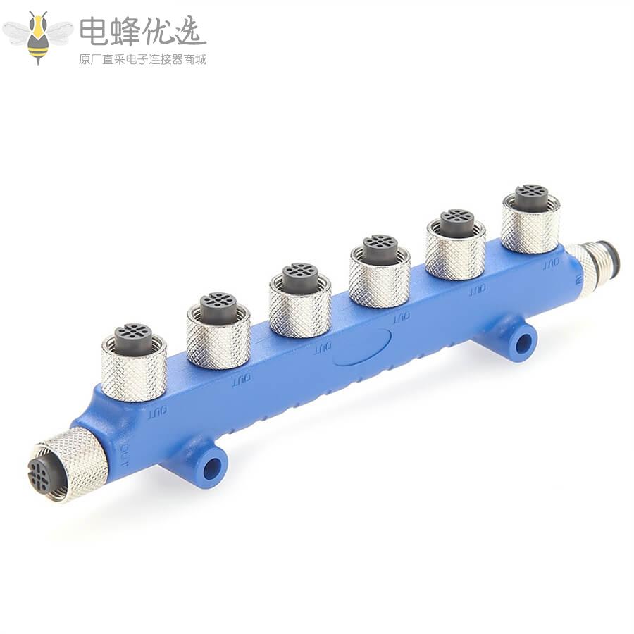 NMEA_2000T型连接器6通船舶定位系统5芯金属7个M12母头5芯转5芯公头轮船游艇电子航空插头