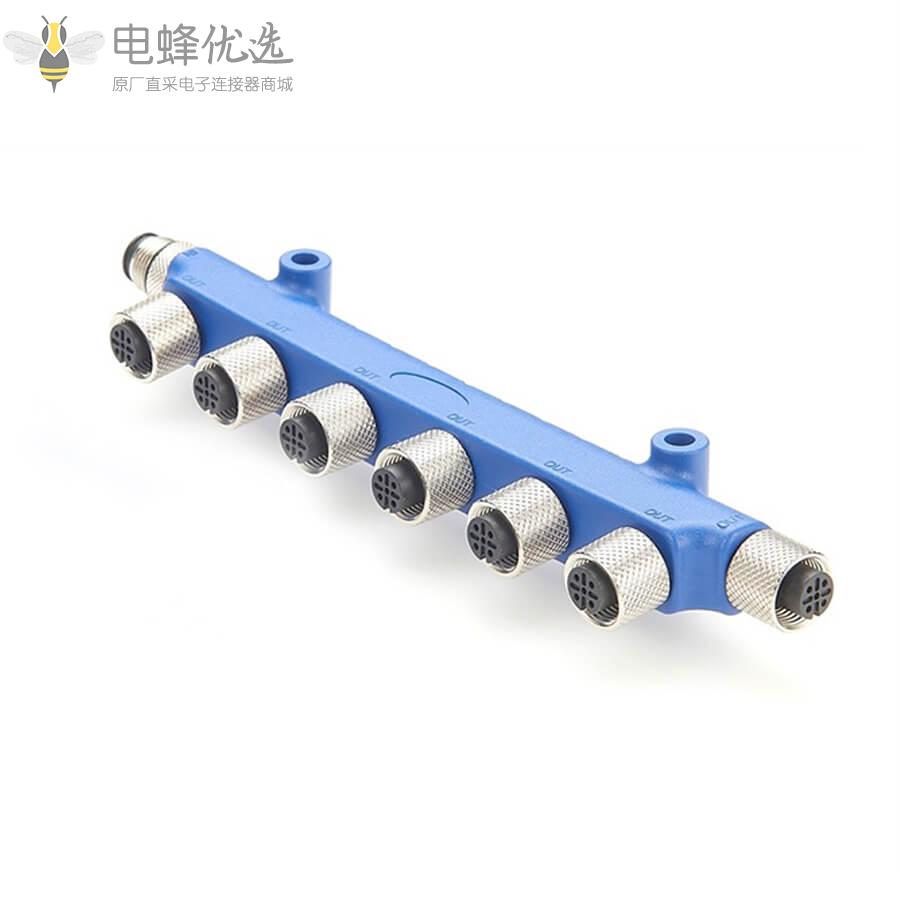 NMEA_2000T型连接器6通船舶定位系统5芯金属7个M12母头5芯转5芯公头轮船游艇电子航空插头