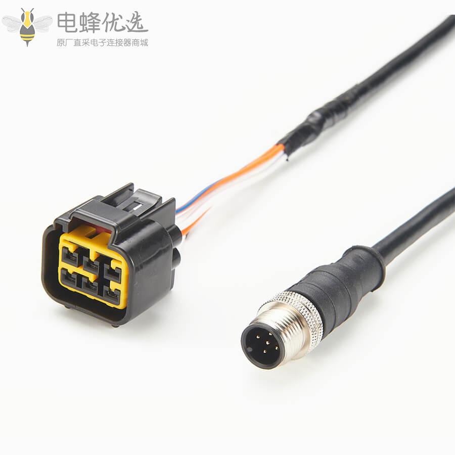 船用电缆NMEA_2000雅马哈6针母头转M12公头5芯发动机线材5米接口电缆